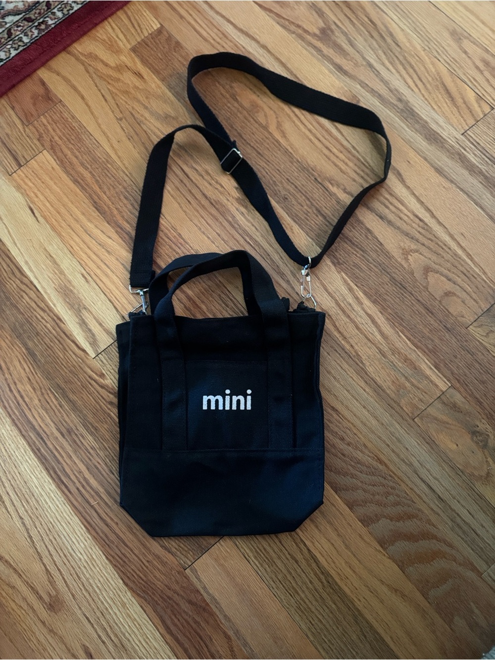 Black 'mini' Canvas Crossbody Tote